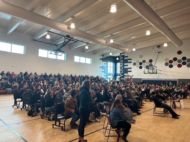 Full crowd at an assembly 